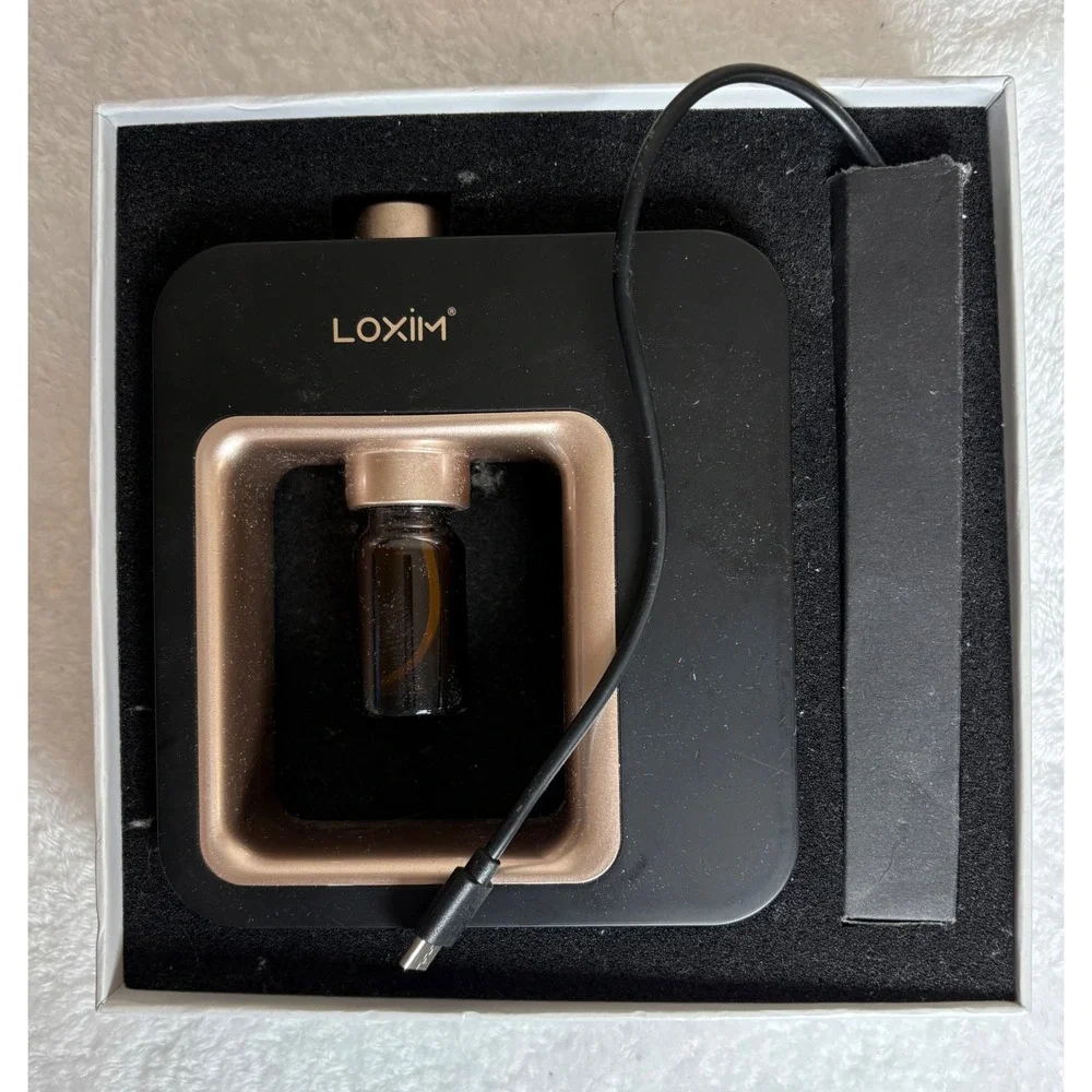 Loxim Aroma Diffuser Waterless Nebulizing Essential Oil Black Rose Gold USB